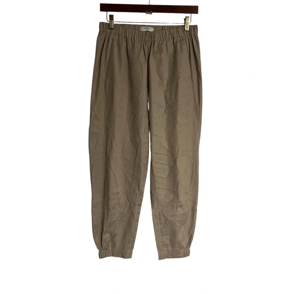 Aritzia Babaton Dexter Pant pull on in Khaki size Medium Linen/Cotton blend
